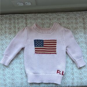 Ralph Lauren Pink Sweater with American Flag Design 12m